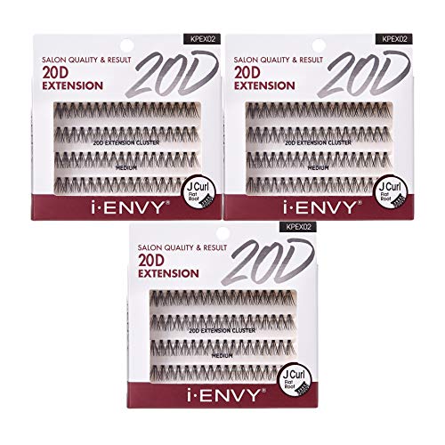 i•ENVY 20D Lash Extension Clusters - Medium, 3 Pack for Volume & Seamless Results