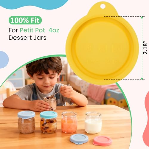 8 Silicone Jar Lids for Petit Pot 4oz Desserts - Airtight & Reusable