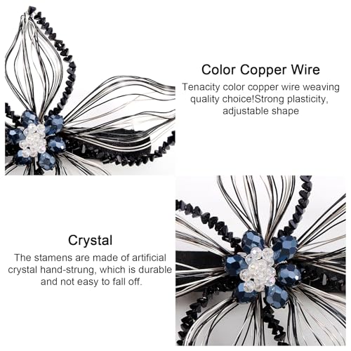 Mistofu Black Handmade Copper Wire Flower Hair Barrettes for Women & Girls