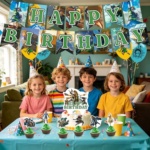 Zeldaa Birthday Party Supplies Set - Happy Birthday Banner, Balloons & Cake Topper