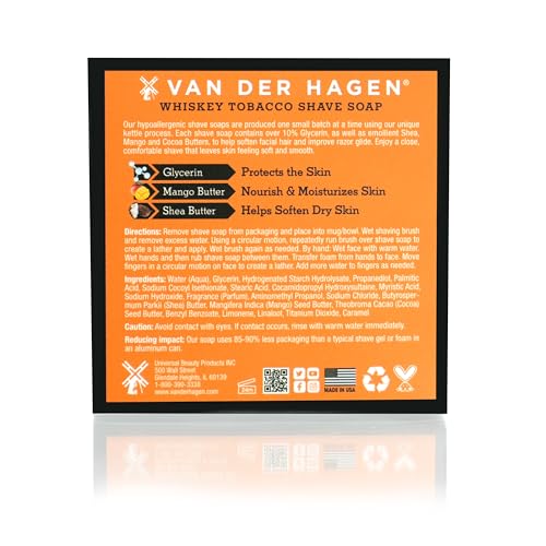 Van Der Hagen Whiskey Tobacco Shave Soap - Hydrating & Soothing
