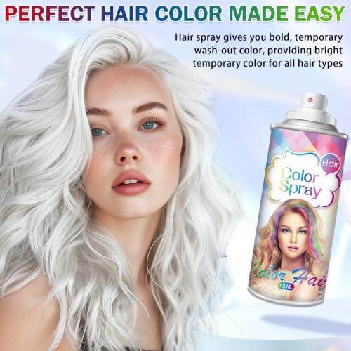 AIUEO White Temporary Hair Color Spray - Vibrant Hair Dye for Cosplay & Events