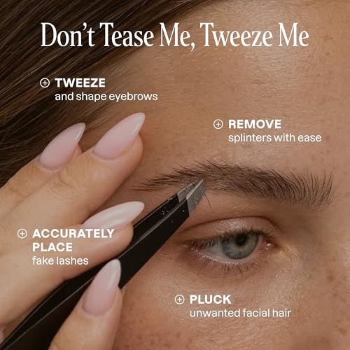 Cliganic Eyebrow Tweezers Set: Slant & Point Precision Tip | For an Easy Hair Removal, Stainless Steel, For Men & Women