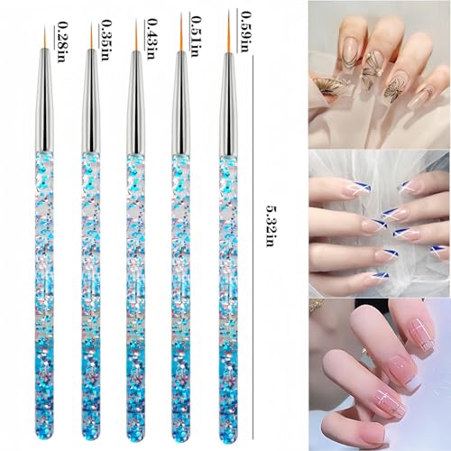 Nail Art Tool Set - 5 Dotting Tools & 5 Liner Brushes for Professionals