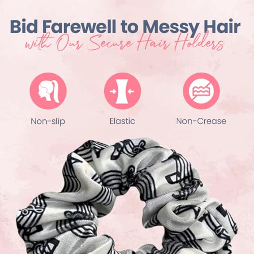 Sportybella Music Note Velvet Scrunchie - Gift for Music Lovers, Treble Clef Hair Tie