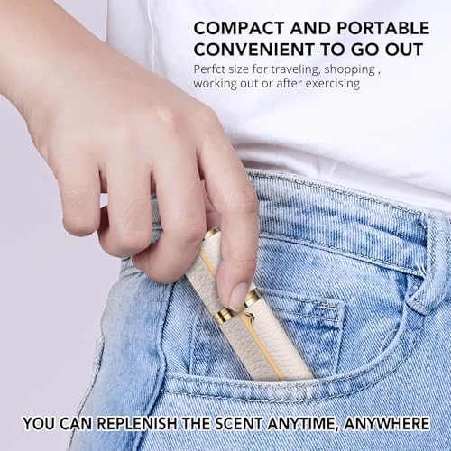 8ML Refillable Travel Perfume Atomizer - White Leather Spray Bottle