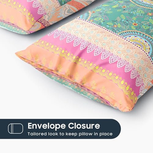 Boho Pillowcases Set of 2 - Colorful Medallion Pattern, King Size