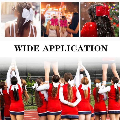 4-Pack 8-Inch Cheerleading Hair Bows with Elastic Ties - TUUXI
