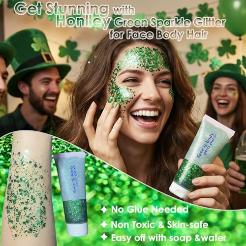 Green St. Patrick’s Day Party Accessories Outfit for Women - Beads, Glasses & Glitter - HONLLEY