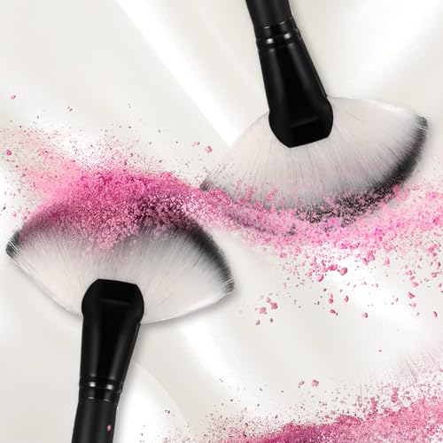 FdcZeyxior 2 PCS Fluffy Fan Makeup Brushes for Blush & Highlighter