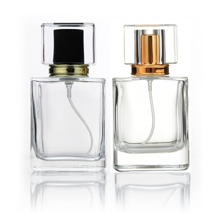 Enslz 50ml Refillable Glass Perfume Bottle - Gold Travel Atomizer with Funnels
