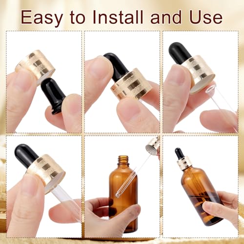 10-Pack 100ml Amber Glass Dropper Bottles with Golden Caps and Accessories
