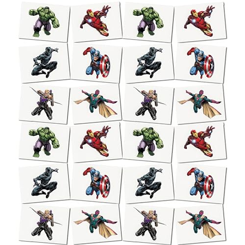 Avengers Temporary Tattoos - 24 Assorted Kids Party Tattoos