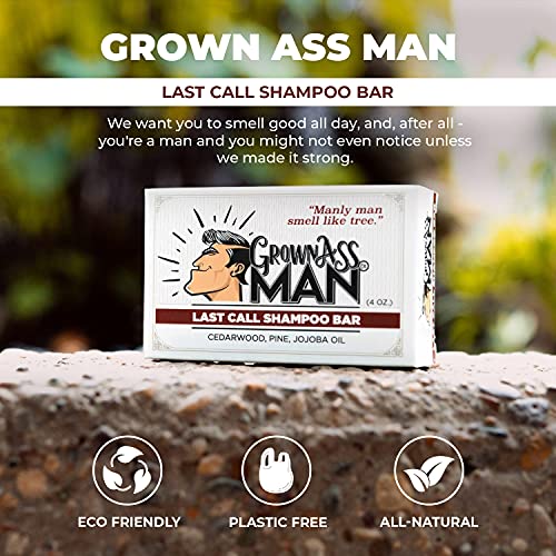 Grown Ass Man Co. 3-in-1 Solid Shampoo Bar for Hair, Beard & Body - Eco-Friendly & Natural