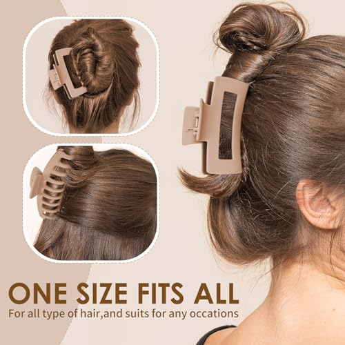 Mia Klein Non-Slip Hair Claw Clips Without Hairpin - 8 Pack, Matte Finish, Strong Hold