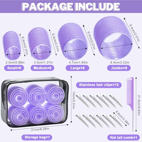IKOCO 38-Piece Self-Grip Hair Roller Set with Clips, Comb & Travel Bag