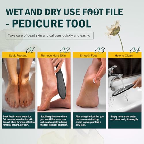 FVION Double-Sided Nano Glass Foot File for Callus Removal - Black