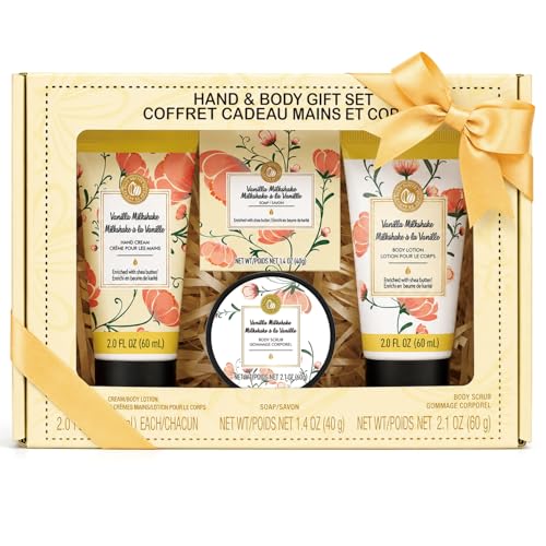 BODY & EARTH 4-Piece Vanilla Spa Gift Set for Women - Moisturizing Body Care