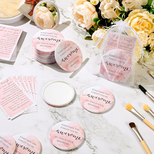 25 Set Inspirational Compact Mirrors Bulk Gift with Cards and Organza Bags