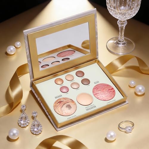 MOOMARTO All-in-One Baked Face Palette: Eyeshadow, Bronzer, Blush & Highlighter
