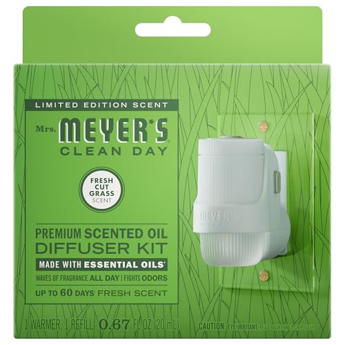 Mrs. Meyer's Clean Day Scented Oil Fresh Cut Grass Kit - Plug-In Air Freshener with Refill