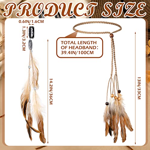 Bencailor 10-Piece Feather Hair Clip Extensions - Boho Hippie Headwear