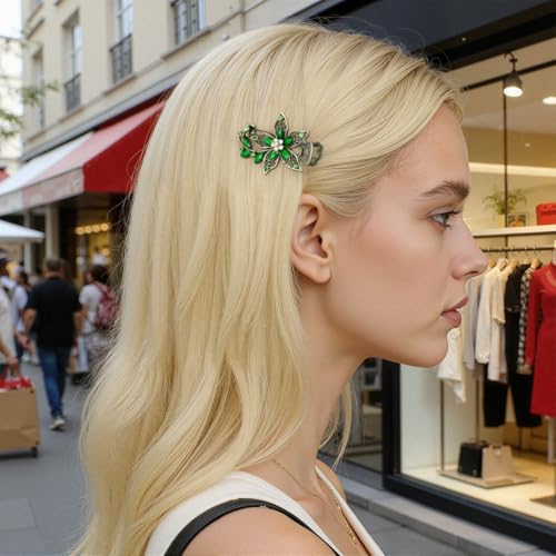 Beavorty Vintage Floral Hair Barrette Clip with Rhinestones