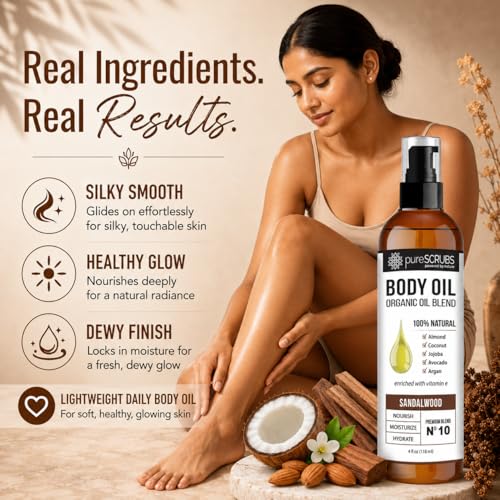 Sandalwood Body Oil for Dry Skin - Ultra Moisturizing 4oz
