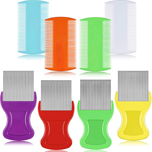 Maitys 8-Piece Double-Sided Lice and Flea Comb Set for Kids & Pets