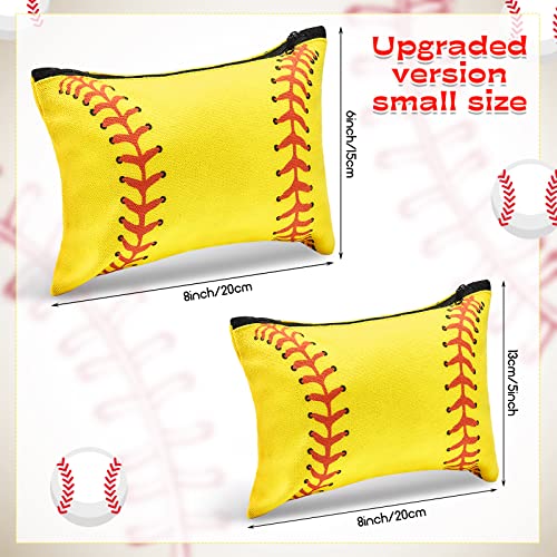 24-Pack Softball Makeup Bags for Girls - Canvas Cosmetic Pouch