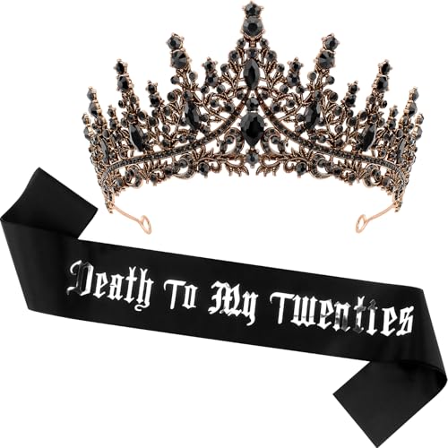 KICOSY 30th Birthday Crown & 'Death to My Twenties' Sash Set