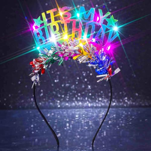 Zoestar Light Up Birthday Crown Headband for Women