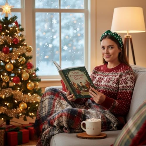 Villorem Red Buffalo Plaid Christmas Headband with Pearls & Rhinestones - One Size, 2 Pack