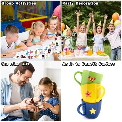 Kids Temporary Tattoos Pack - 204 Waterproof Fun Body Art Stickers