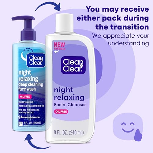 Clean & Clear Night Relaxing Deep Cleaning Face Wash - 8 oz (Pack of 2)