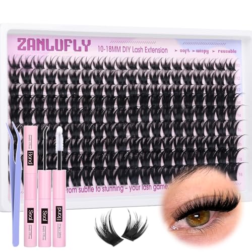 Wispy-01-Kit DIY Eyelash Clusters Kit with Lash Glue & Tweezers - Volume & Natural Look