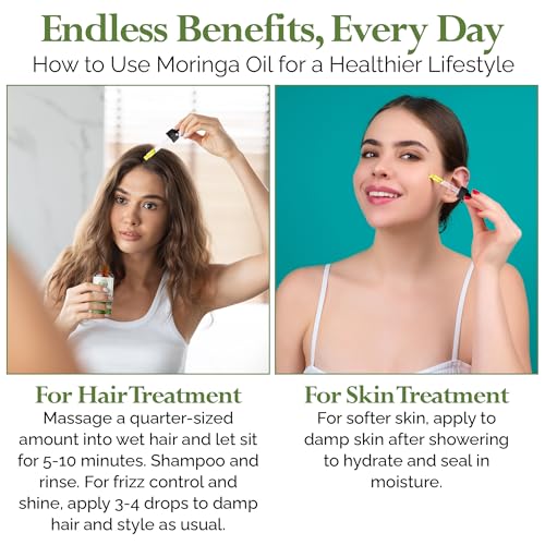 Moringa Seed Oil - 100% Pure Cold-Pressed Virgin Moisturizer for Skin & Hair