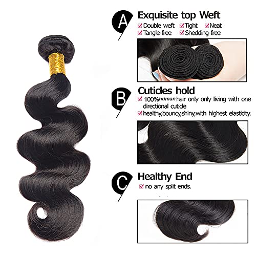 22 Inch Brazilian Body Wave Human Hair Bundle - 50g Natural Black Weave