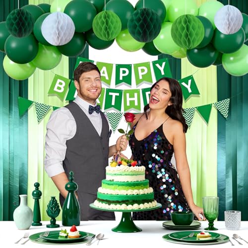 Green Birthday Party Decoration Set with Banner, Balloons & Streamers