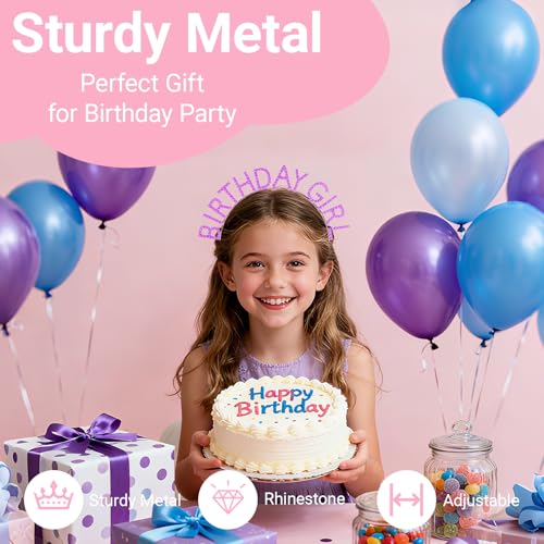 Birthday Headband with Sash & Crown Tiara for Women