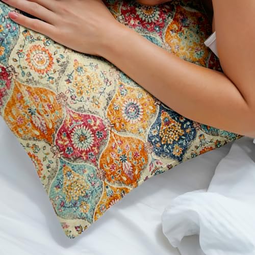Boho Throw Pillow Covers 16x16 Inch Set of 2 - Soft Decorative Cushion Cases