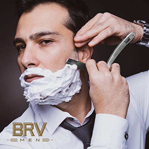 BRV MEN Professional Straight Edge Barber Shavette with 100 Razor Blades