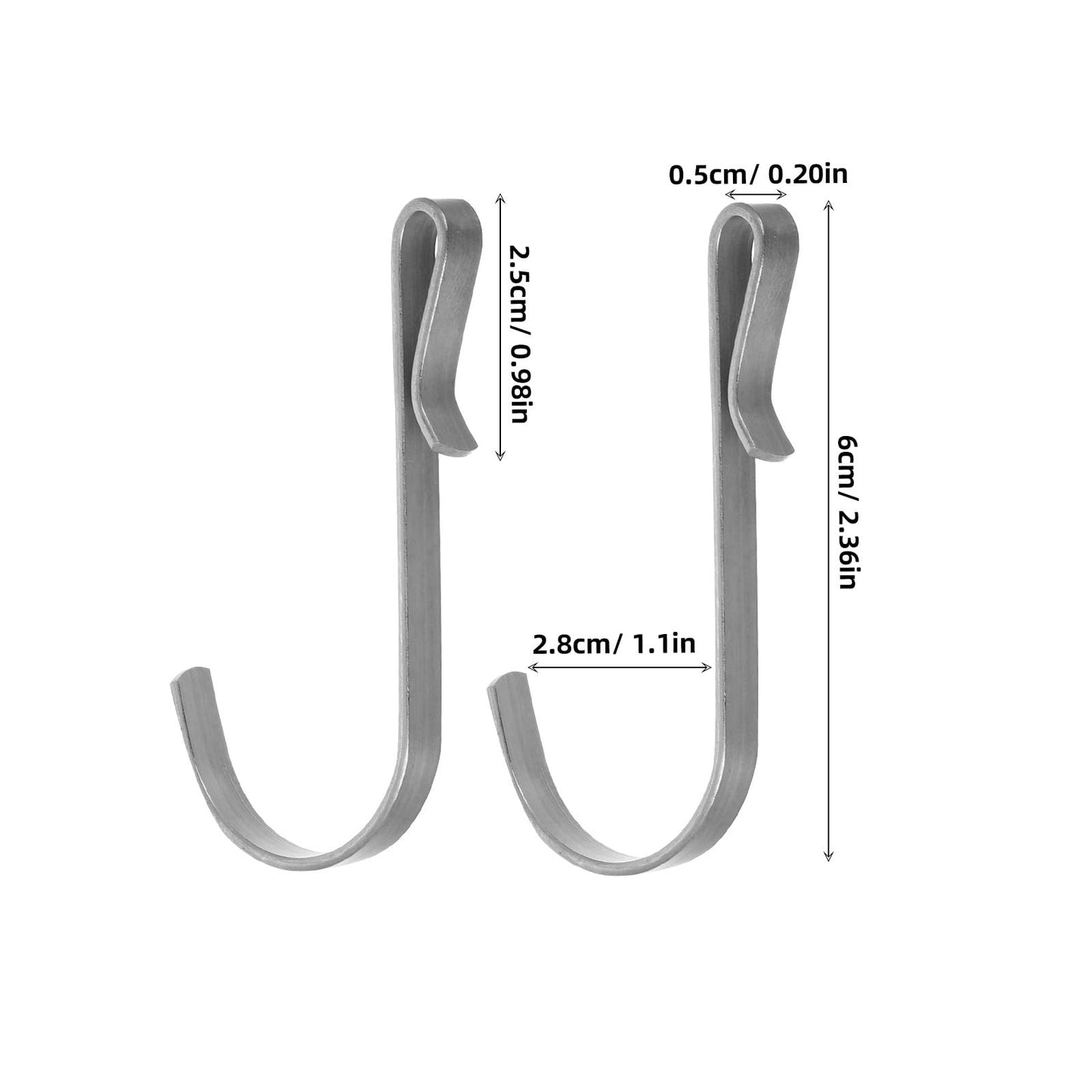 POPETPOP 20-Pack Stainless Steel J-Hooks Heavy Duty Wire Rack Hooks – Rustproof Clip-On Hanging for Pots, Towels, Clothes – Kitchen, Bathroom, Closet Storage