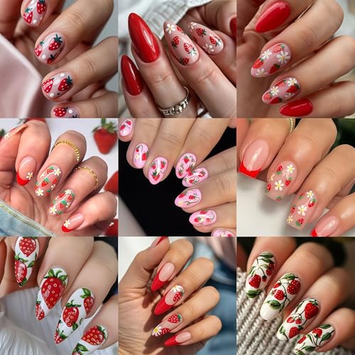 6 Sheets 5D Strawberry Nail Stickers for Creative Nail Art