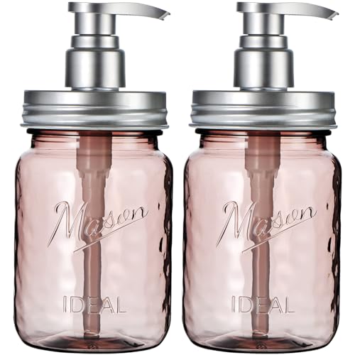 Amolliar 16 Oz Vintage Rose Soap Dispenser Set with Pump - 2 Pack