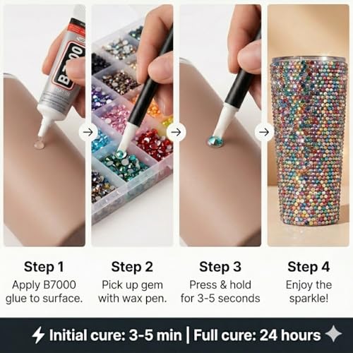 60 Color Bedazzling Kit with Flatback Resin Rhinestones & Tools