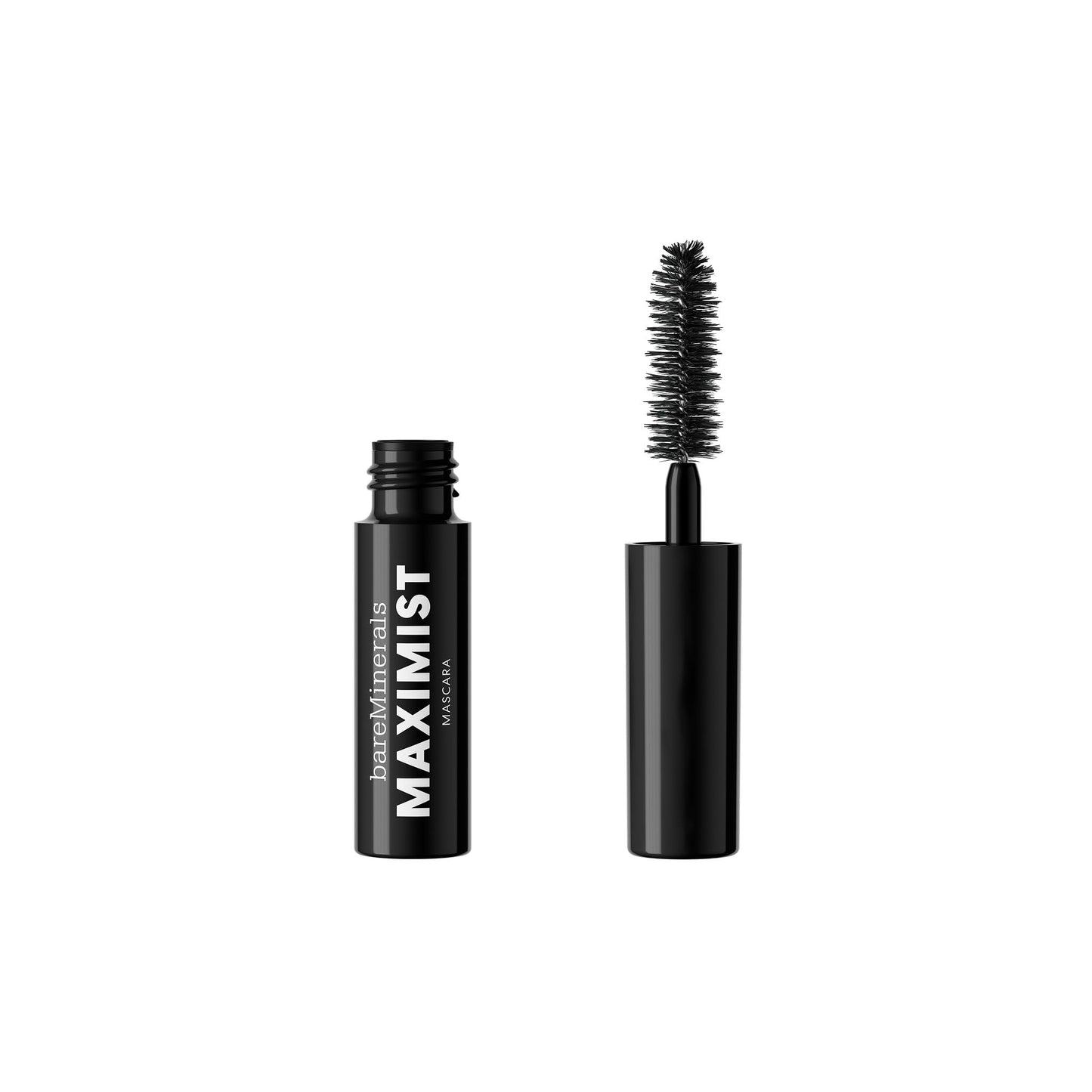 bareMinerals Mini Maximist Phyto-Fiber Volumizing Black Mascara for Visibly Thicker Lashes, All-Day Wear, Waterproof Mascara Black, Travel Size, Vegan