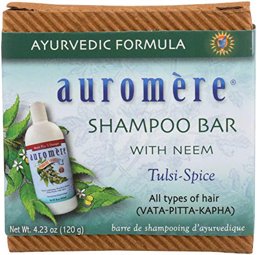 Auromere Ayurvedic Shampoo Bar with Neem & Tulsi - 4.23 Oz All-in-One Soap & Body Wash (Pack of 1)