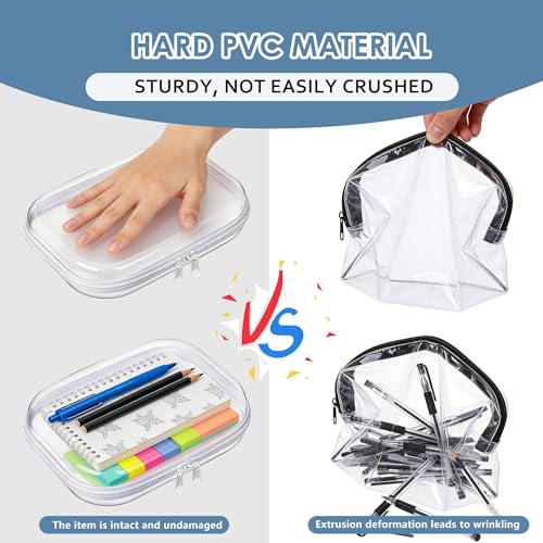 TrueLux 3PCS Clear Hard Plastic Zipper Cases - Model 3M, Durable Waterproof Storage Pouches
