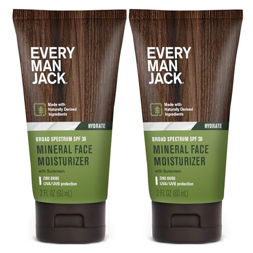 Every Man Jack Men's Face Lotion SPF 30 Mineral Sunscreen, 2-Pack